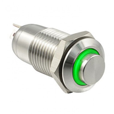 Ring Light Illuminated Push Button - 16mm GREEN