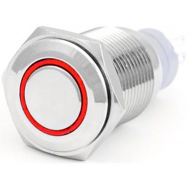 Stainless Steel Push Button Switch Power Symbol LED - RED