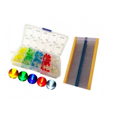 300pcs LED Light White Yellow Red Green Blue Kit   300pcs 200ohm resistors