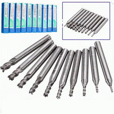 10pcs 1.5mm to 6mm HSS 4 Flute End Mill Cutter 6mm Shank Milling Cutter Set