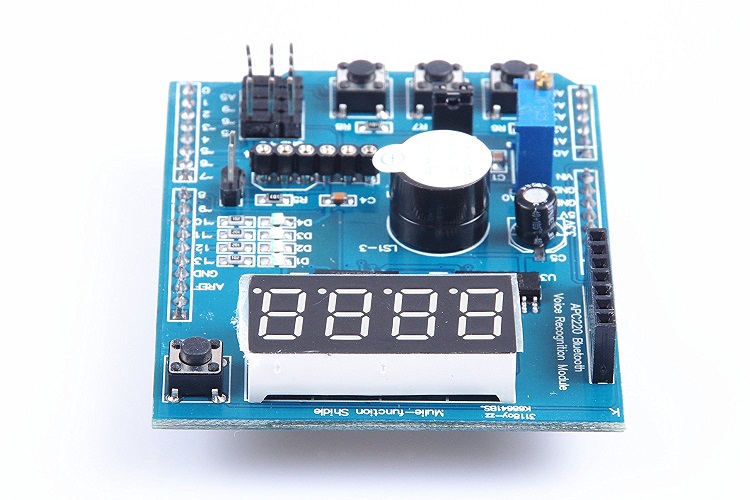 Multi-function Learning Shield ProtoShield Temperature Sensor and Piezo Buzzer from Optimus Electric Arduino Compatible Expansion Board with 4 LED Indicator Digital Display 